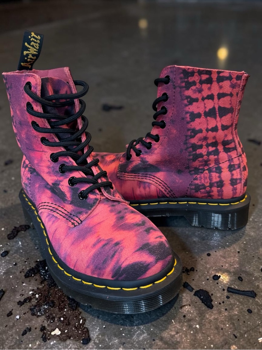 Dr. Martens RARE 1460 Pascal Tie Dye Purple Pink Suede Boots 8-Eye Combat NWOT 5